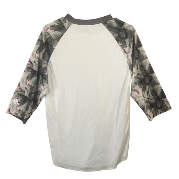 Adidas Men's Shirt Size Small 3/4 Sleeve Tee Baseball Print Sleeve EUC - Picture 4 of 9